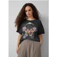 QS Kurzarmshirt T-Shirt T-Shirt mit Frontprint im Loose Fit und Fledermausärmeln