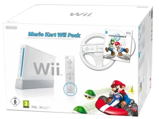 Nintendo Wii Mario Kart Pak [inkl. Mario Kart Wii Lenkrad Remote Plus Controller] weiß