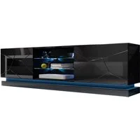 MIRJAN24 TV-Schrank Qiu 200 (mit 2 Drehtüren und Regale) Gefräste Seiten und Fronten, 200x40x57 cm