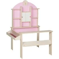 roba® Kaufladen Holz natur, rosa, weiß, Seitentheke & Uhr