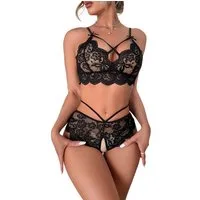 Lovolotti Set: Ouvert-BH L74 Damen Dessous Nachtwäsche sexy Babydoll (Reizwäsche Sexy Unterwäsche) Spitze Durchsichtig Nachtwäsche transparent