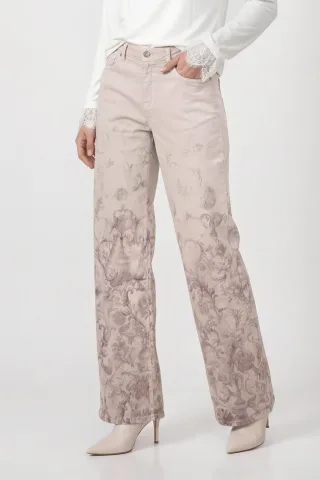 monari - Jeans mit Ornamentalmuster taupe gemustert - Gr. - 38