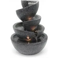 Arnusa Zimmerbrunnen Springbrunnen mit LED Beleuchtung Gartenbrunnen stilvoll Dekoration, Wohnzimmerdeko Wasserspiel LED warmweiß