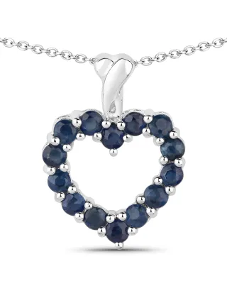 Vira Jewels Anhänger mit Kette 925 Sterling Silber rhodiniert Safir
