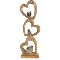 Logbuch-Verlag Dekofigur Herzen Skulptur aus Holz & Metall Herz Figur stehend 45 cm