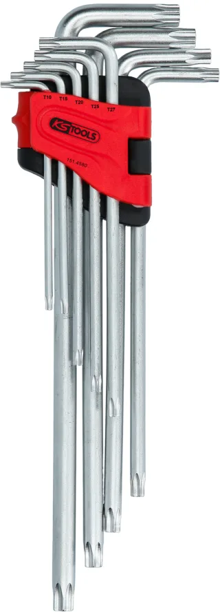 KS Tools Torx-Winkelstiftschlüssel-Satz mit Bohrung, XL, 9-tlgTB10-TB50 - 151.4580