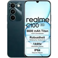 Realme Realme C100 5G – 6,8" HD+ 144Hz Display, 6600mAh Akku, 50MP Kamera Smartphone (256 GB Speicherplatz, 50 MP Kamera, NFC, kontaktloses Bezahlen)