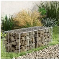 Clanmacy Gabionenzaun Gabionenzaun Gabione 100x30x30cm 2er-Set Steinkorb Drahtkorb Gabionen