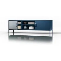 Jan Nowak Lowboard ROSARIA TV-Schrank XL Metall Stahl 170x40x50cm 2 Türen (Stahl 0,6mm, 2 Türen, offene Nische, Kabeldurchführung 50mm), Kabelführung Stahlbeine Modern Wohnzimmer