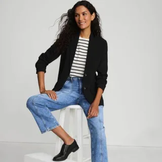 Blazer aus Crêpe für Damen, Damen, size: regular, Schwarz, Polyester, by Lands' End