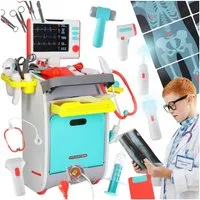 Ikonka Spielzeug-Arztkoffer Arzt Spielstation Medizinische Spielstation Licht, Sound & 22 Teilen, (Arzt- und Spielset Kinder mit Licht- und Soundeffekten für kreatives Spiel, Big Doctor Play Set – mobile medizinische Station mit 22 Zubehörteilen)