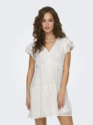 ONLY - ONLHELENA LACE CAPSL DRESS WVN NOOS Cloud Dancer - Gr. - XS