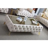 Xlmoebel Couchtisch Chesterfield Tisch Weiß Edelstahl Modern Rechteckig Textil (Chesterfield), Made in Europa