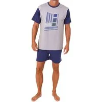 Normann Pyjama Normann Herren kurzarm Schlafanzug Shorty Pyjama mit edlen Frontprint