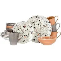 CreaTable Kombiservice Terrazzo Mix (16-tlg), 4 Personen, Steinzeug
