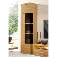 OTTO home Vitrine Ribe,180cm hoch,5 Fächer,2 Glasböden variabel einsetzbar Korpus aus Holzwerkstoff,dunkles gehärtetes Glas, Metall Griffe