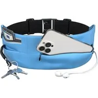 EAZY CASE Laufgürtel Universal Sport Bauchtasche Breit Laufgürtel für Handy Schlüssel etc. Sporttasche Bauchtasche Hell Blau