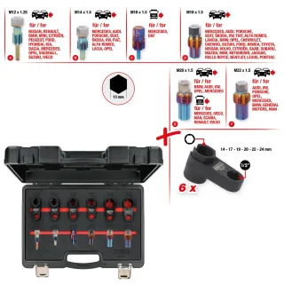 KS TOOLS Master-Reparatur-Werkzeug-Satz für Abgassonden, 12-tlg - 150.2550