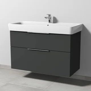 Sanipa 3way Waschtischunterbau zu Geberit Renova Plan Waschtisch mit 2 Auszügen, Graphit-Matt UP8811B