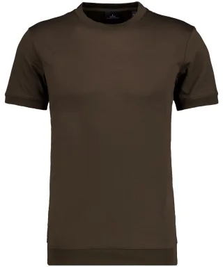 RAGMAN - Pima T-Shirt Rundhals mit Bündchen Braun - Gr. - XXL