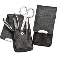 ERBE Maniküre-Etui Stecketui mit Druckknopfverschluss aus echtem Leder, 4 tlg., bestückt mit Solinger Premium Stahlwaren