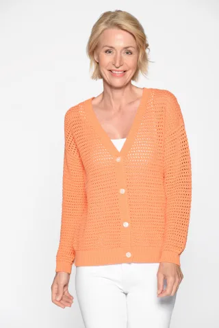 CLARINA - V-Cardigan, 1/1 Arm, uni pfirsich - Gr. - 42