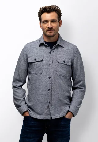 State of Art - Overshirt mit meliertem Muster marine - Gr. - M