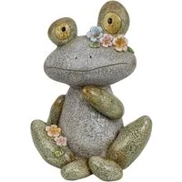 MF Gartenfigur Dekofigur Steinfrosch Lotti mit Blumen aus Magnesia 33cm, (1 St)