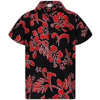 King Kameha Hawaiihemd "Hibiscus" Funky Hawaii-Hemd Herren Kurzarm Front-Tasche Stylish