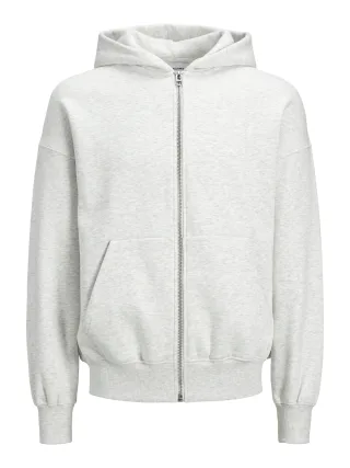 JACK&JONES - JJEURBAN EDGE SWEAT ZIP HOOD NOOS white melange - Gr. - S