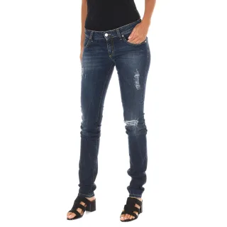 Lange Denim-Hose getragen und zerrissen Wirkung 10DB50219 Frau