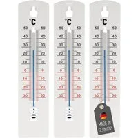 Lantelme Gartenthermometer Set 3 Stück 20cm Außen Garten Thermometer Analog Temperaturmesser, 3-tlg., Kunststoff Auswahl Farbe Weiss oder Schwarz, Temperaturanzeige von -34°C bis +50°C, Innen- Außenthermometer