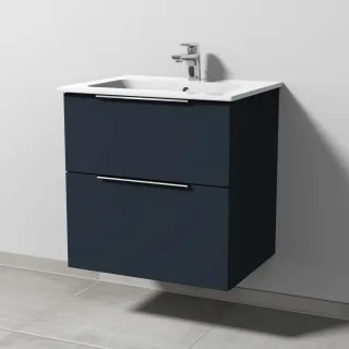 Sanipa 3way Waschtischunterbau zu Duravit ME by Starck Waschtisch mit 2 Auszügen, Marine-Matt UP7241R