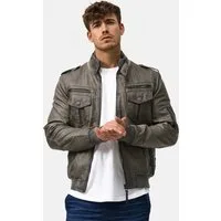 Indicode Lederimitatjacke Herren Pawel Übergangsjacke Herrenjacke Kunstlederjacke mit Stehkragen