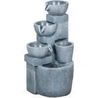 Outsunny Gartenbrunnen Zierbrunnen mit LED-Beleuchtung und 4 Stufen, 31 cm Breite, Wasserbecken BxT: 31x27 cm, (Wasserbrunnen, 1 tlg., Springbrunnen), für Gartenteich, Balkon, Kunstharz