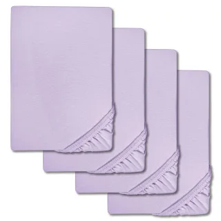 Spannbettlaken Microfaser Interlock-Jersey flieder 90 x 190 - 100 x 200 cm Doppelpack im 4er-Pack