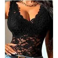 Conray Spitzentop Elegantes V-Ausschnitt Top mit Spitzenbesatz 122