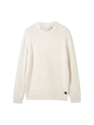 Tom Tailor - Regular Fit Strickpullover in Melange-Optik offwhite multicolor neps - Gr. - XXL