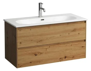 Laufen Waschtisch-Set Lua/Lani 455x1000x527 1 Hl m.Ül. 2 Schubl. Griffleiste We/Wildeiche H8600882671041