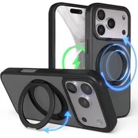 EAZY CASE Handyhülle Outdoor Apple iPhone 17 Pro Case MagSafe Rotation Ring 6,3 Zoll, Outdoor Handy Hülle Bumper Schutzhülle Slim mit Kameraschutz Schwarz
