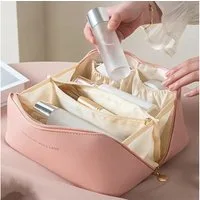 Nur Online 75 Kosmetiktasche Kosmetiktaschen Tragbar Umfangsreich Kapazität Reise Make-up Tasche, PU Leder, Schlichter Optik Tragbarer Make-up Tasche
