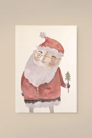 Leevje Karte Weihnachtsmann Illustration aus Holzschliffpappe