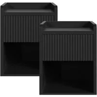 en.casa Nachttisch (Set, 2-St), »Nand« 1 Schublade 1 offenes Fach 55 x 45 x 39 cm Schwarz