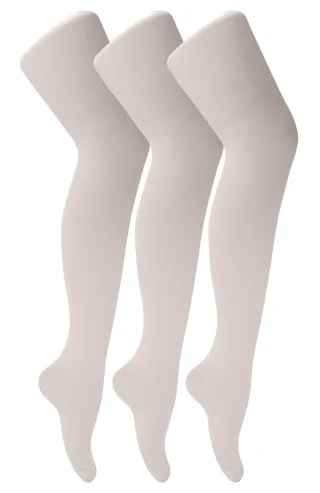 Sock Snob - 3er-Pack Mädchen 70 Denier Ballettstrumpfhosen | Kids Soft & Comfort Footed Dance Strumpfhosen in Pink & Weiß - Weiß