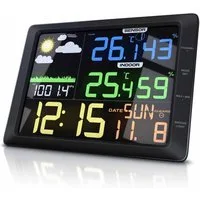 BEARWARE mit Farbdisplay & Außensensor, Luftdruck, Temperatur, Wettervorhersage Wetterstation (Außensensor, USB-Kabel, Bedienungsanleitung, Barometer, Frostalarm, Datum, Uhrzeit, Wecker mit Schlummerfunktion)