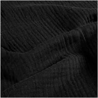 maDDma Stoff Musselin Bio Organic ab 1m Baumwollstoff Double Gauze Mulltuch, schwarz