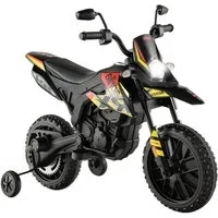 KOMFOTTEU Elektro-Kindermotorrad, mit 2 Stützrädern, Scheinwerfer, Musik