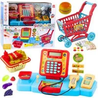 Wisam Kinder-Küchenset Shop Set Kasse Warenkorb Lebensmittel Lichter Sounds Bunte