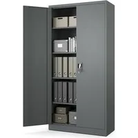 Muralo Aktenschrank Metallschrank für Dokumente, Doppeltür mit Schloss, ideal für Büro (1-St., 50 kg Traglast, 185×90×40 cm) Zwei Schlüssel, Doppeltür, passt 50 Ordner, 4 verstellbare Regale