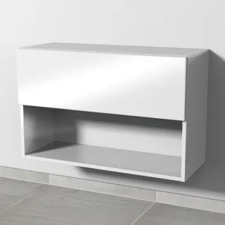 Sanipa 4balance Anbauschrank mit 1 Auszug und 1 offenem Fach, Weiß-Glanz, DL11178 DL11178